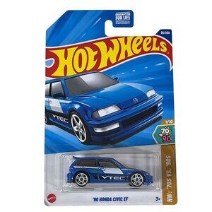 Hot Wheels Honda Civic EF 1990 Blue HW 70s vs 90s JDM VTEC Diecast